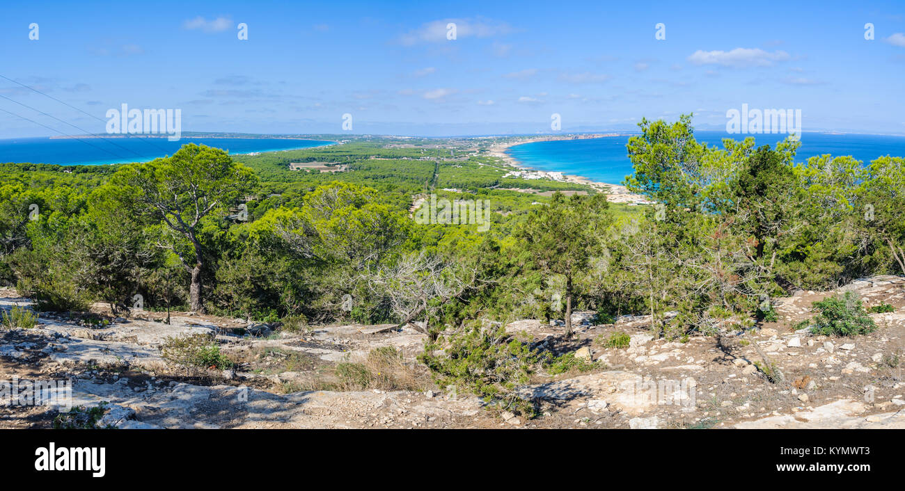 Aerial view of the coastline in Formentera Island, Spain Stock Photo