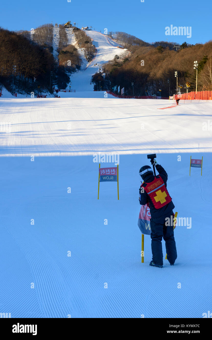 Alpensia Ski jumping Center, Pyeongchang-gun, Gangwon-do preparation for 2018 Korea Winter Olympic and Paralympic games Stock Photo