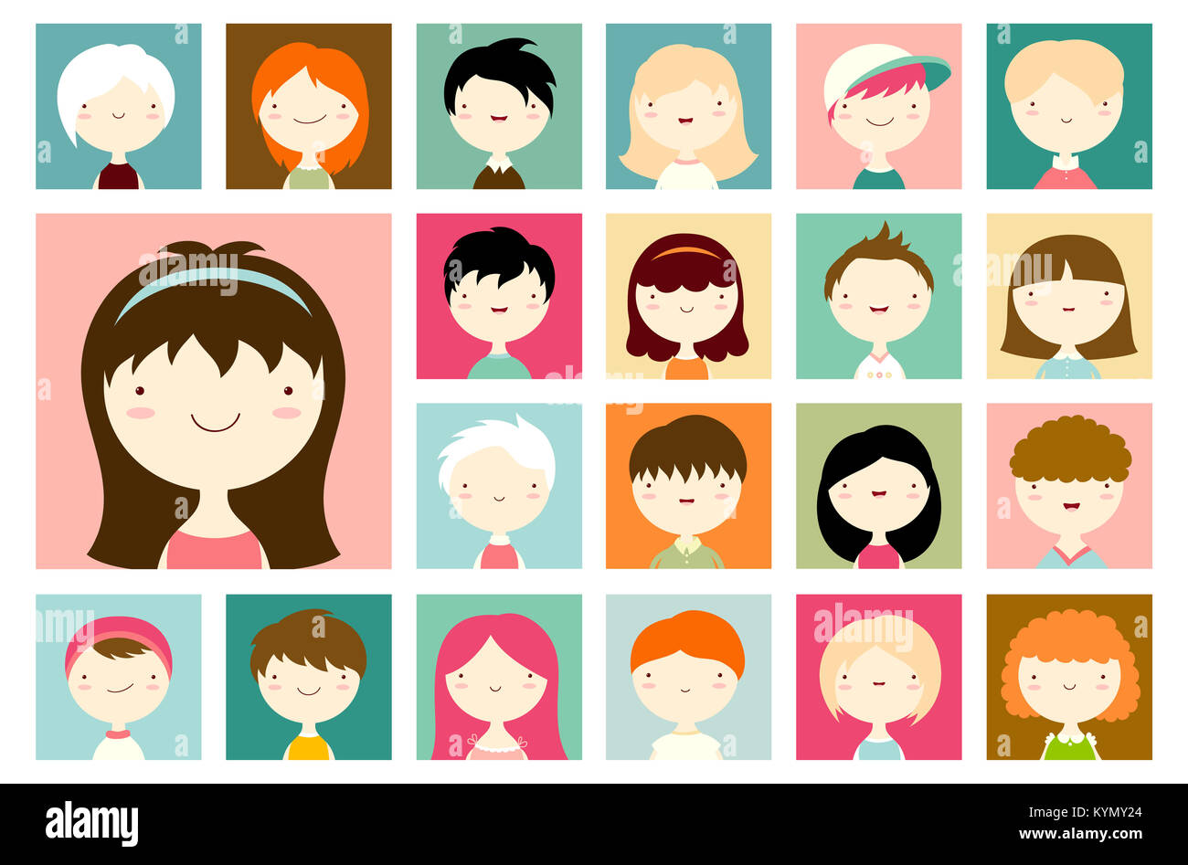 Kids Avatars Icon Pack, Flat