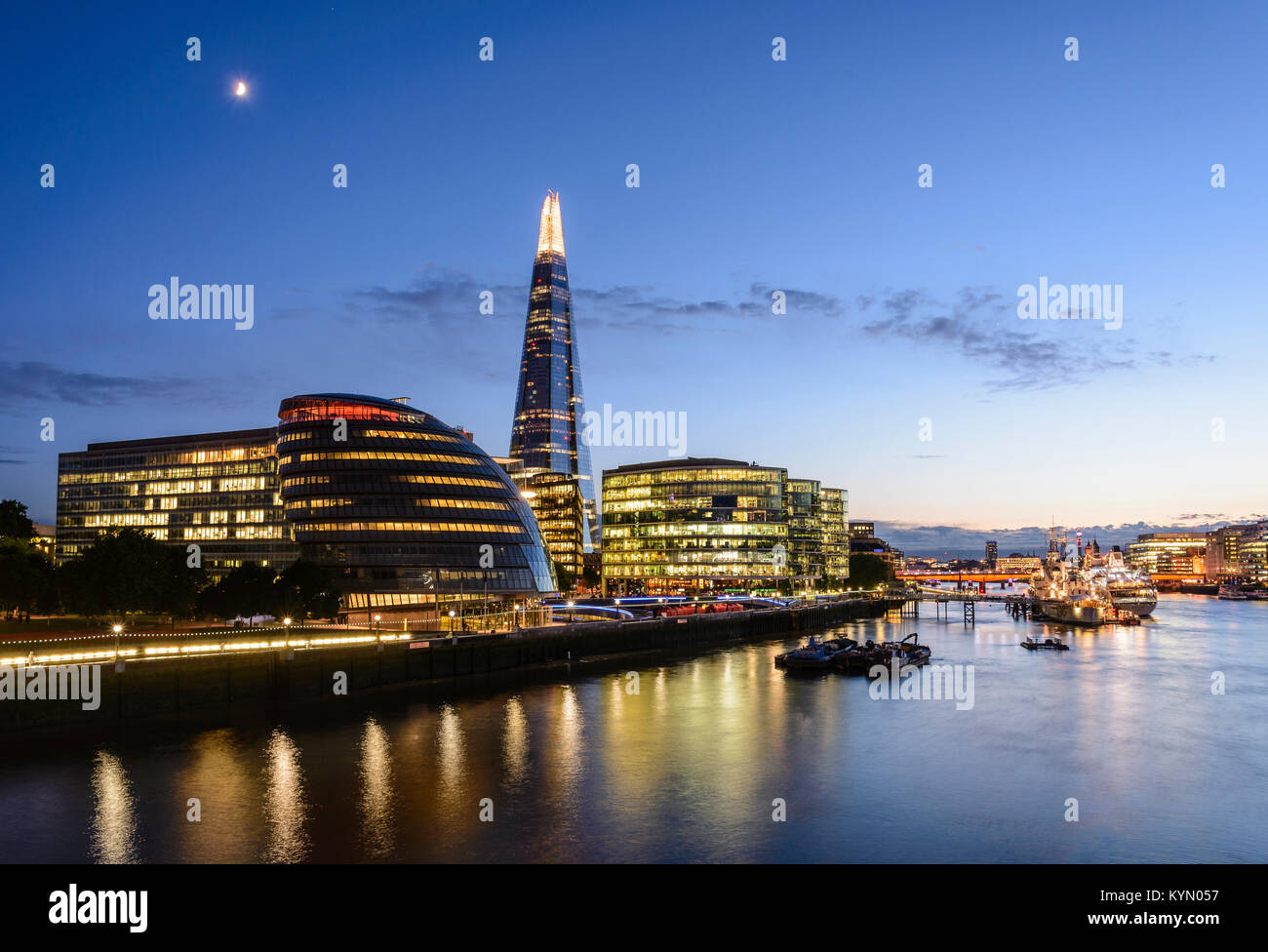 Panoramic view over river Thames from Towerbridge Stock Photo