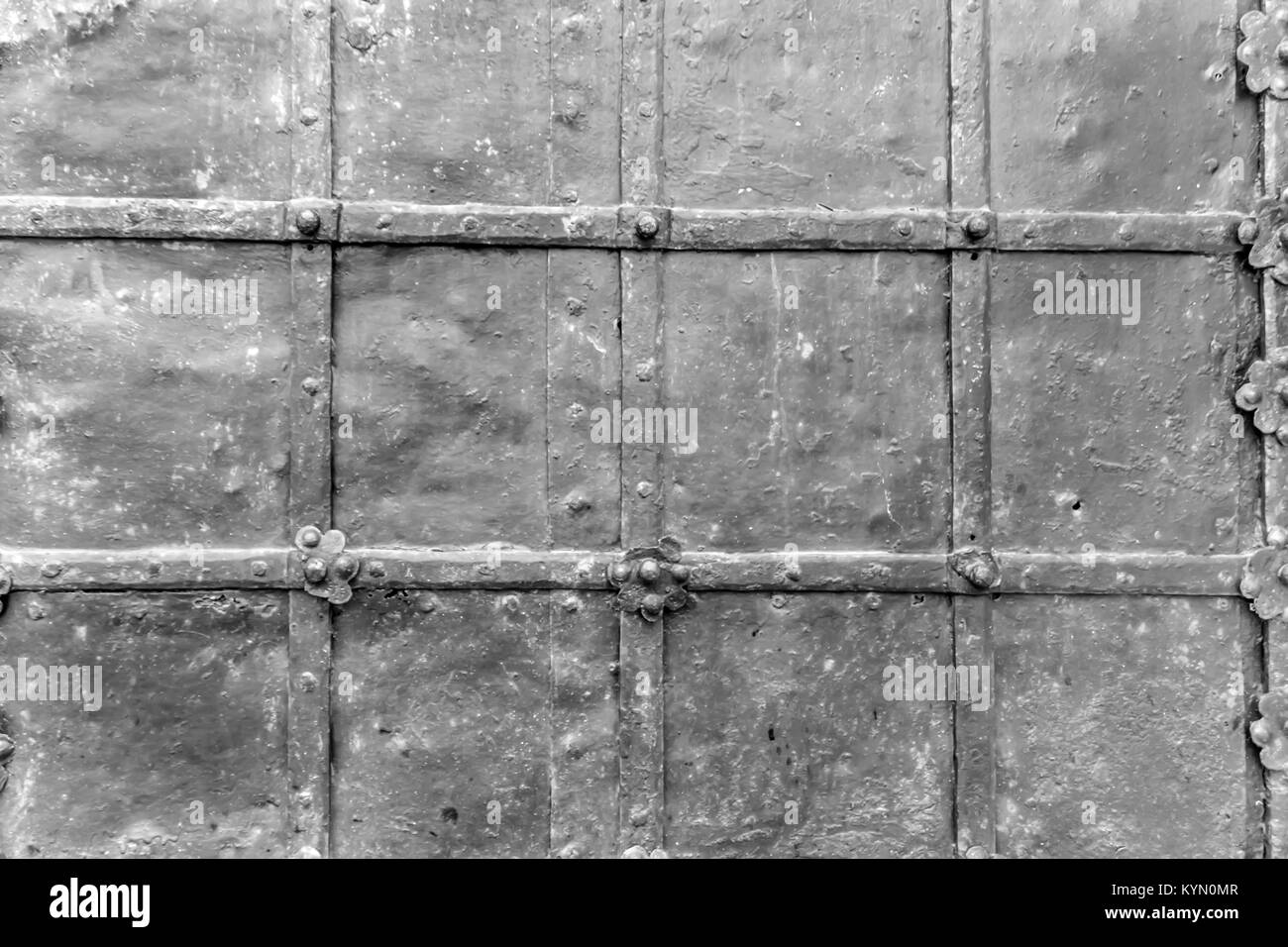 Metal surface divided into squares painted gray Stock Photo