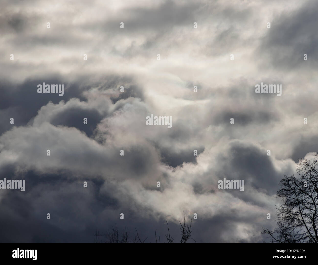 Dramatic sky view in heavy clouds Stock Photo