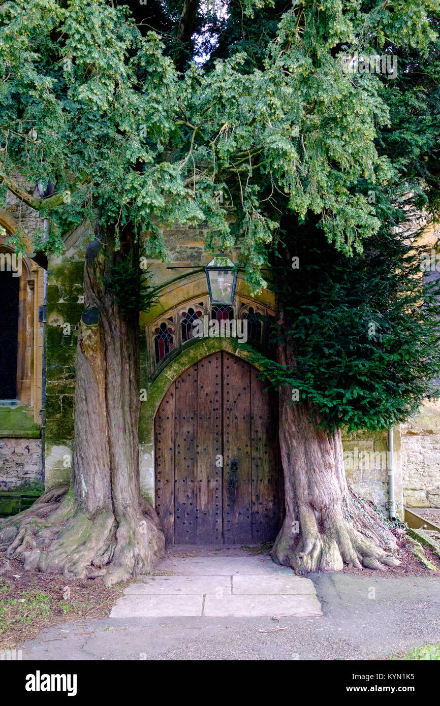 The North door to St. Edward's Church Stow-on-the-wold, The Cotswolds, UK Stock Photo
