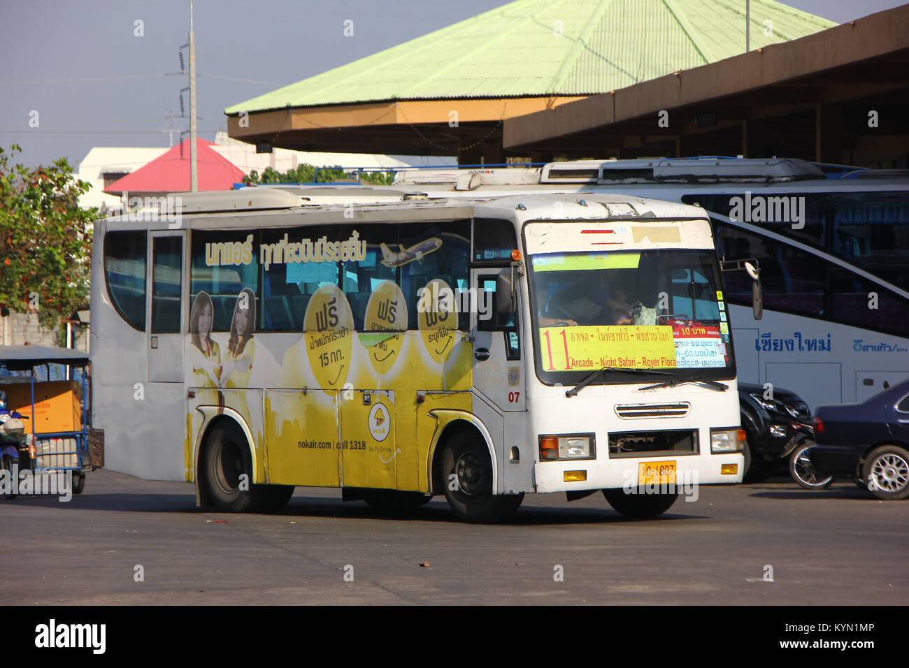 CHIANGMAI, THAILAND - FEBRUARY 12 2014: Old Mitsubishi bus of Chiangmai city bus or CMB. CMB management by ChiangMai Municipality. Photo at Chiangmai  Stock Photo