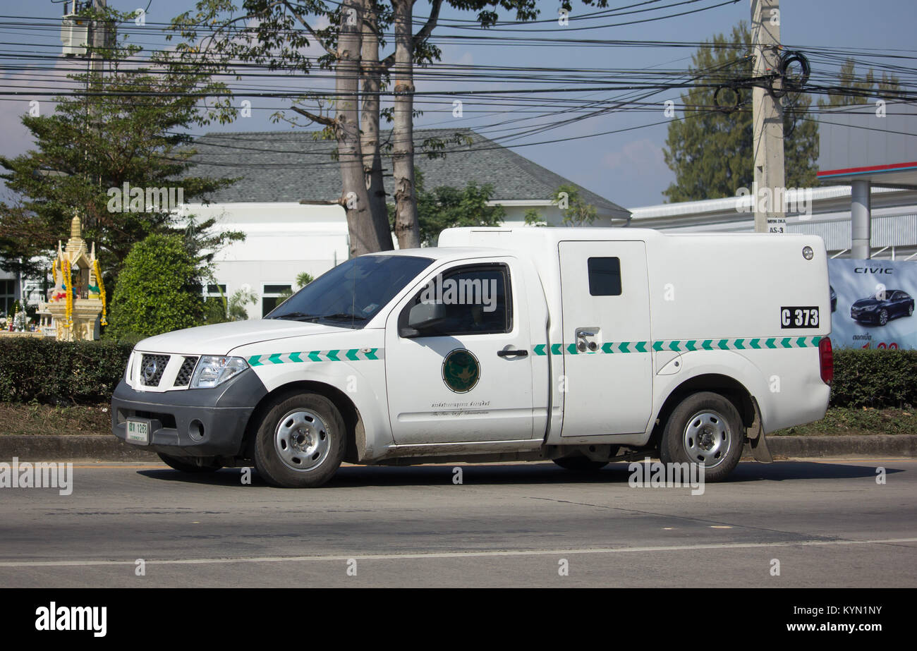 CHIANG MAI, THAILAND JANUARY 8 2018 Private Money delivery Pickup Truck. On road no.1001, 8 km