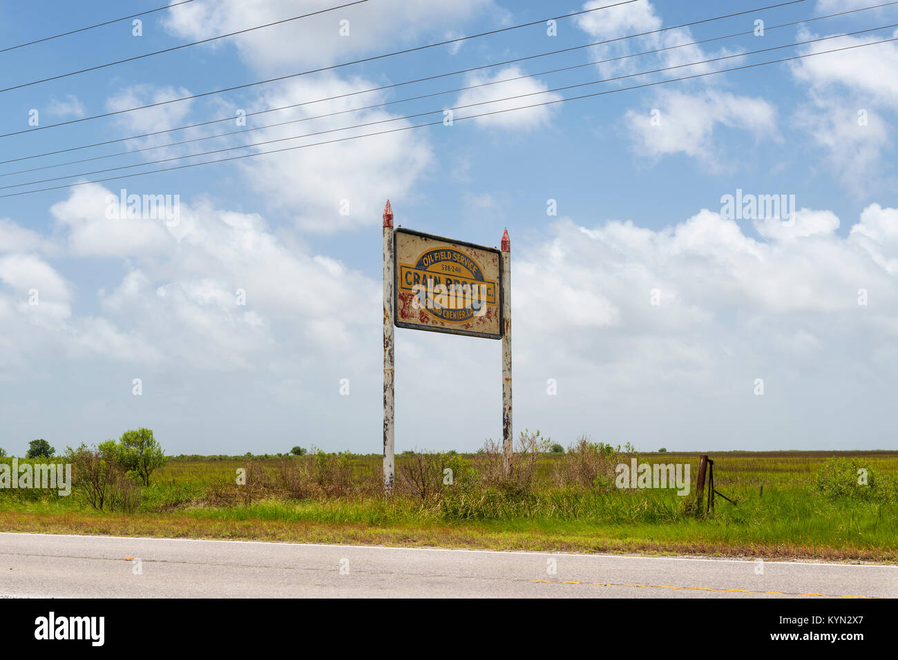 Lake Charles, Louisiana- June 15, 2014: An old and rusty billboard along a roud near Lake Charles, Louisiana, USA Stock Photo