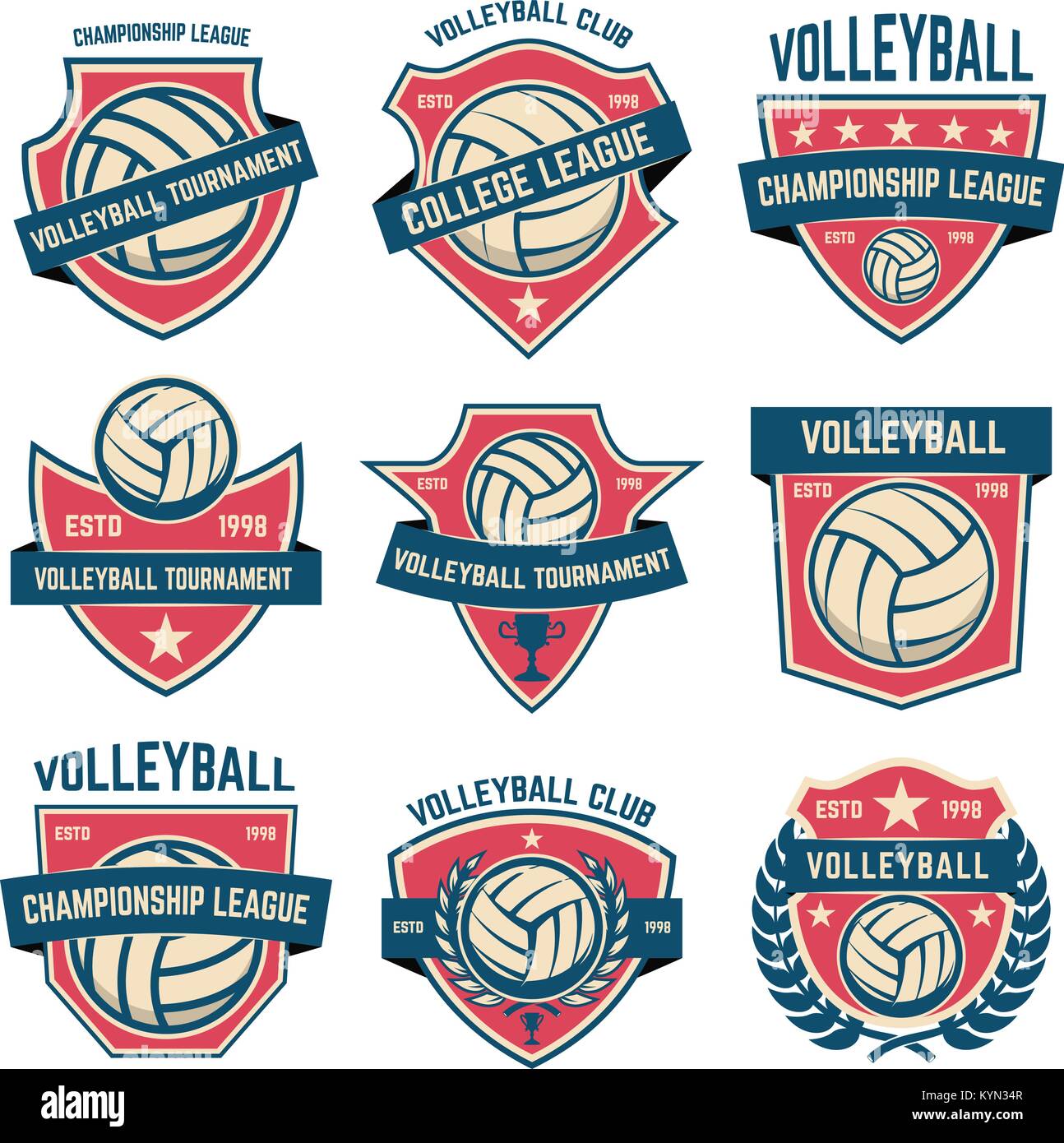 Set of volleyball club emblems. Volleyball tournament. Design element ...