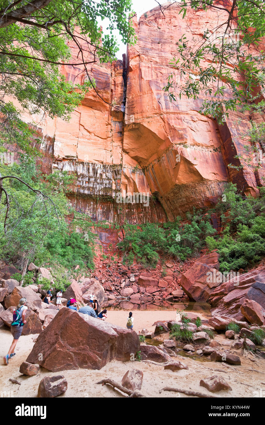 Hurricane, Utah, USA June 3, 2015 A group of tourists, at sunset