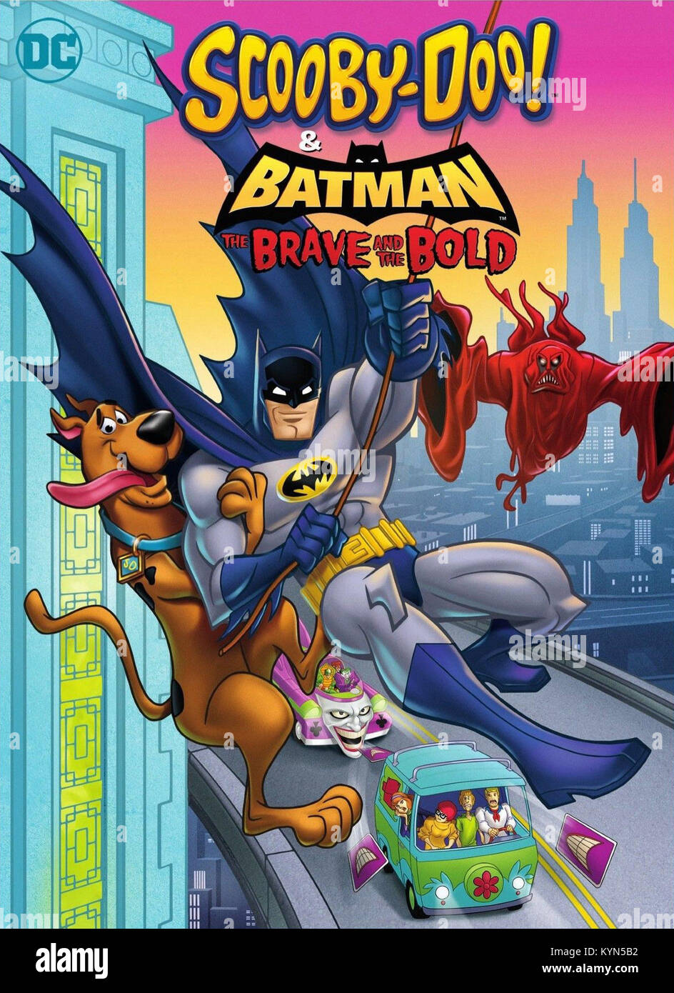 SCOOBY-DOO! & BATMAN: THE BRAVE AND THE BOLD, US poster, top l-r: Scooby Doo,  Batman (voice: Diedrich Bader), bottom l-r: The Joker, Daphne Blake, Velma  Dinkley (voice: Kate Micucci), Shaggy Rogers (voice: