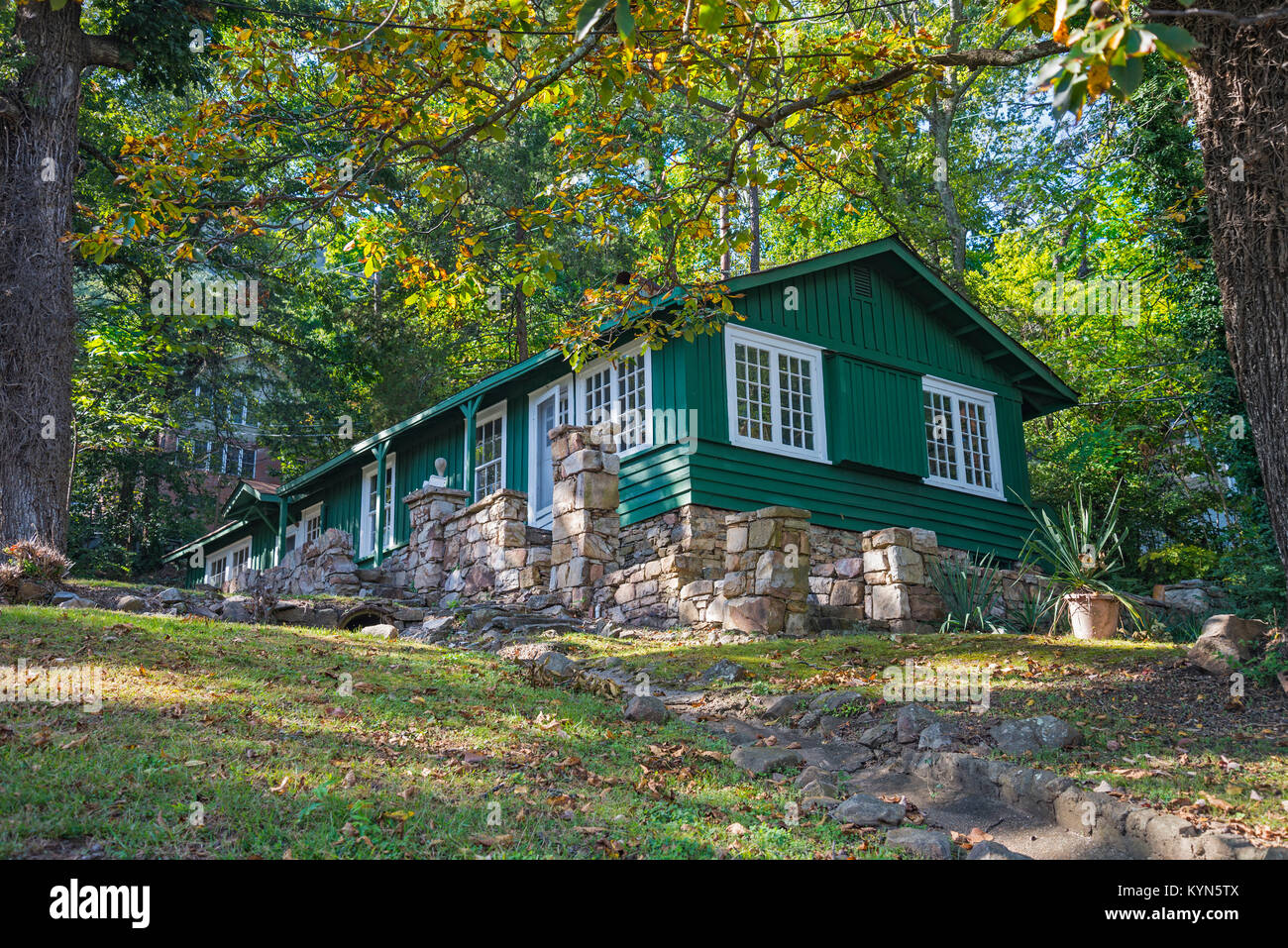 Private homes atop Lookout Mountain overlooking Chattanooga, Tennessee. They are located near several local attractions like Ruby Falls among others. Stock Photo