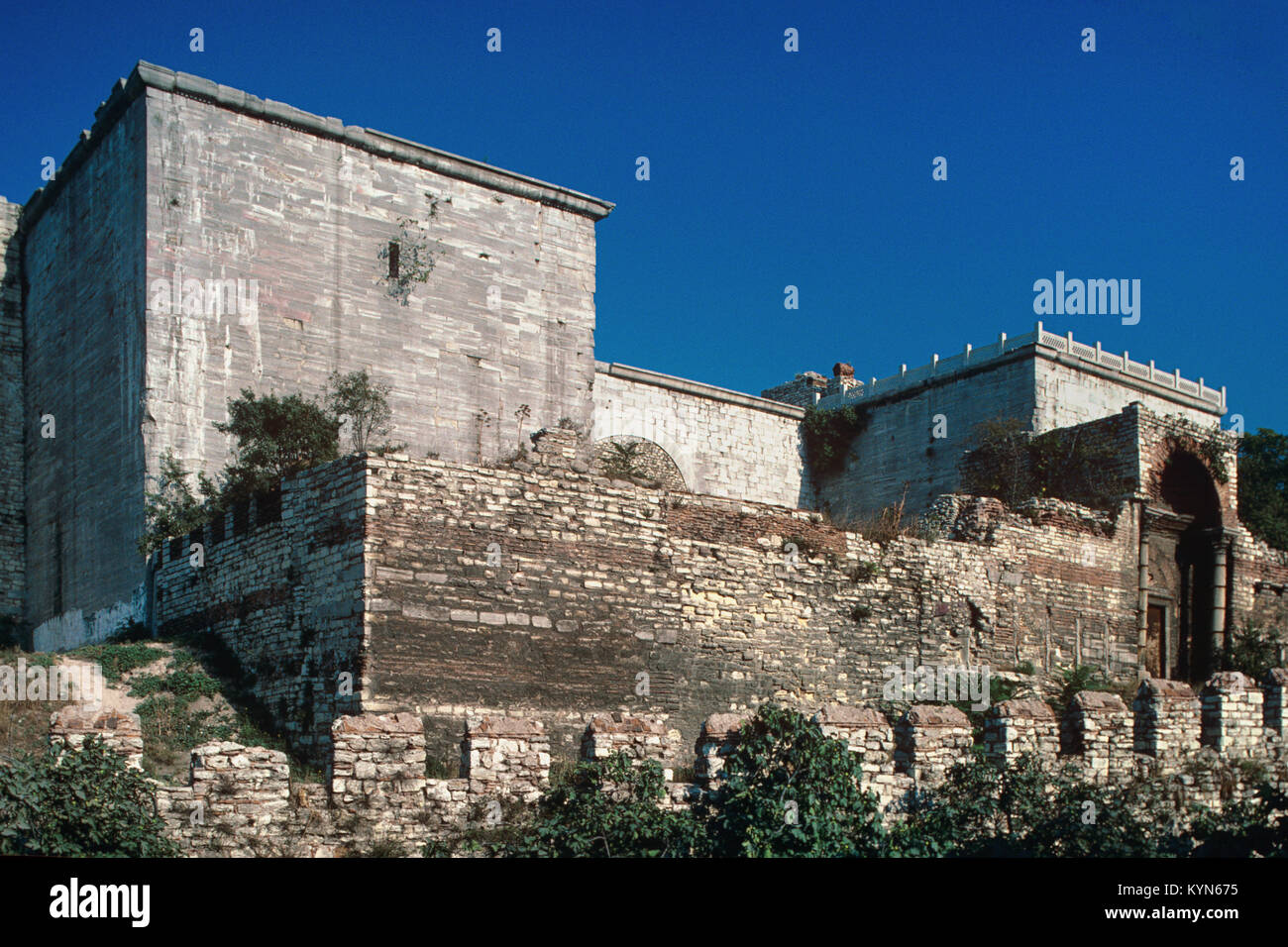 The Golden Gate, Constantinople and Yedikule Fortress, or the Fortress of the Seven Towers, in the Theodosian Land Walls, Istanbul, Turkey Stock Photo