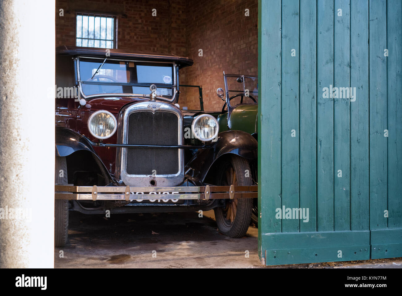 1927 Chevrolet series AA Capitol in a garage at Bicester heritage centre. Bicester, Oxfordshire, England Stock Photo
