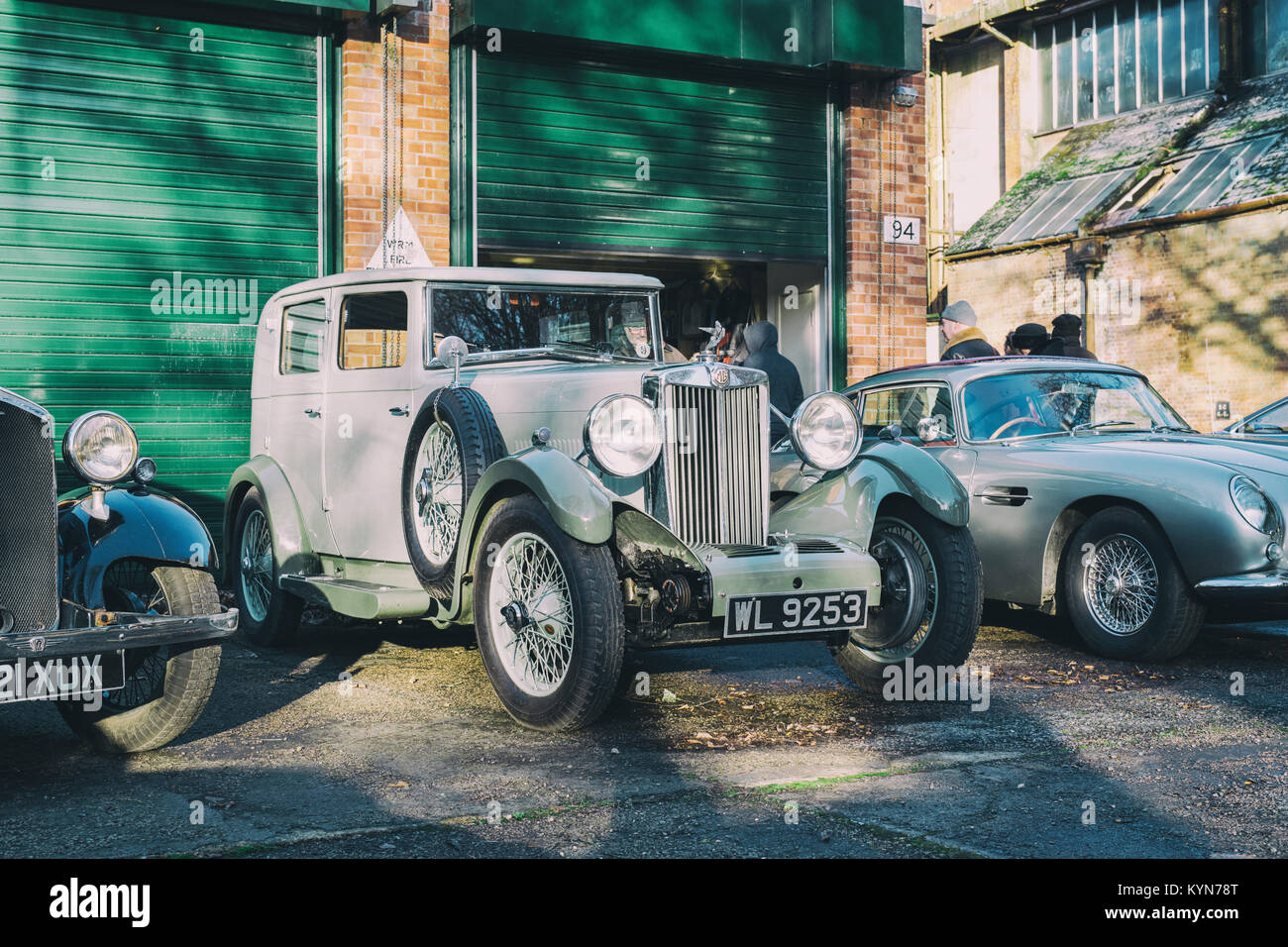 Vintage 1930 MG at Bicester heritage centre. Bicester, Oxfordshire, England Stock Photo