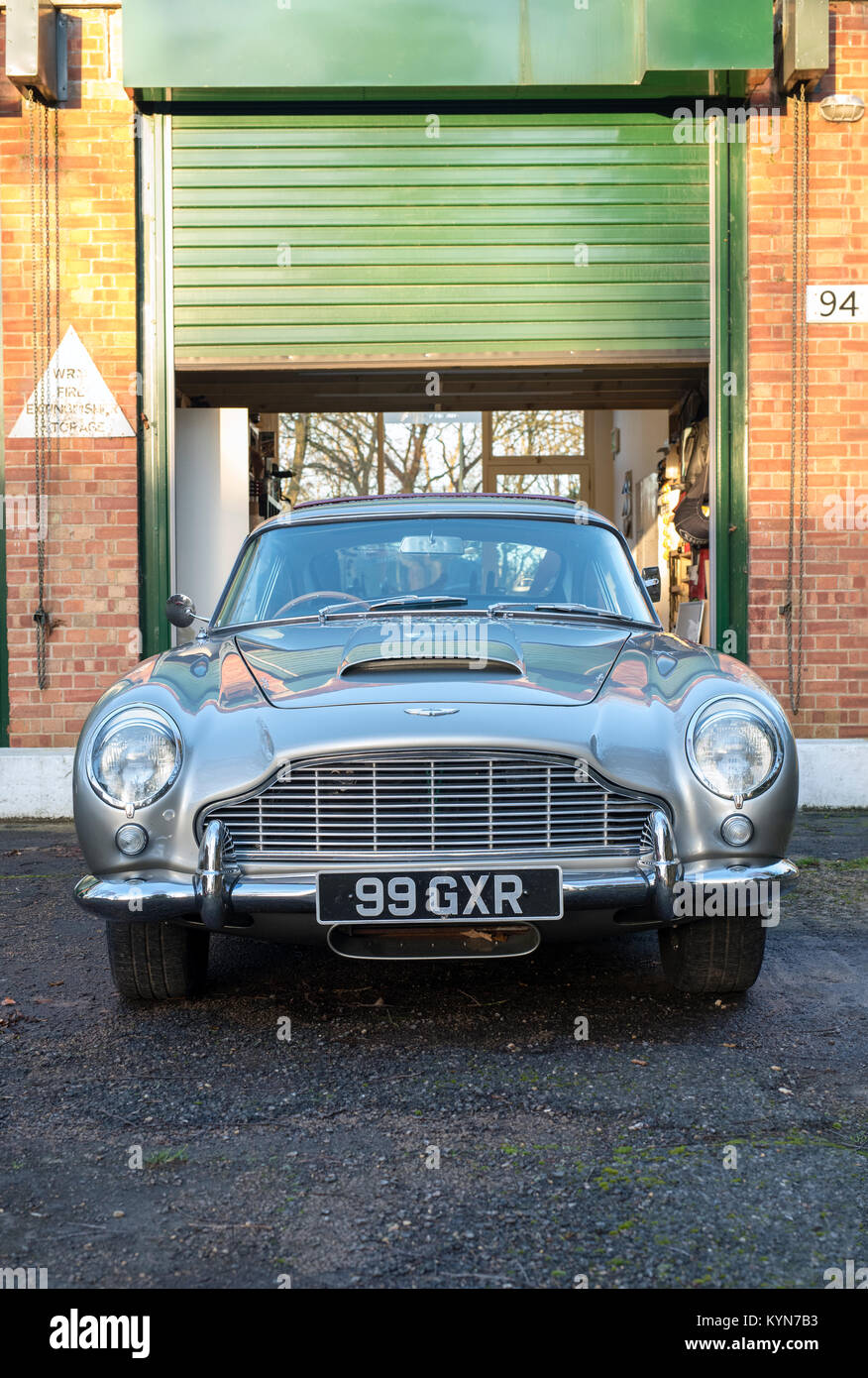 Aston Martin DB5 V8 car at Bicester heritage centre. Bicester, Oxfordshire, England Stock Photo