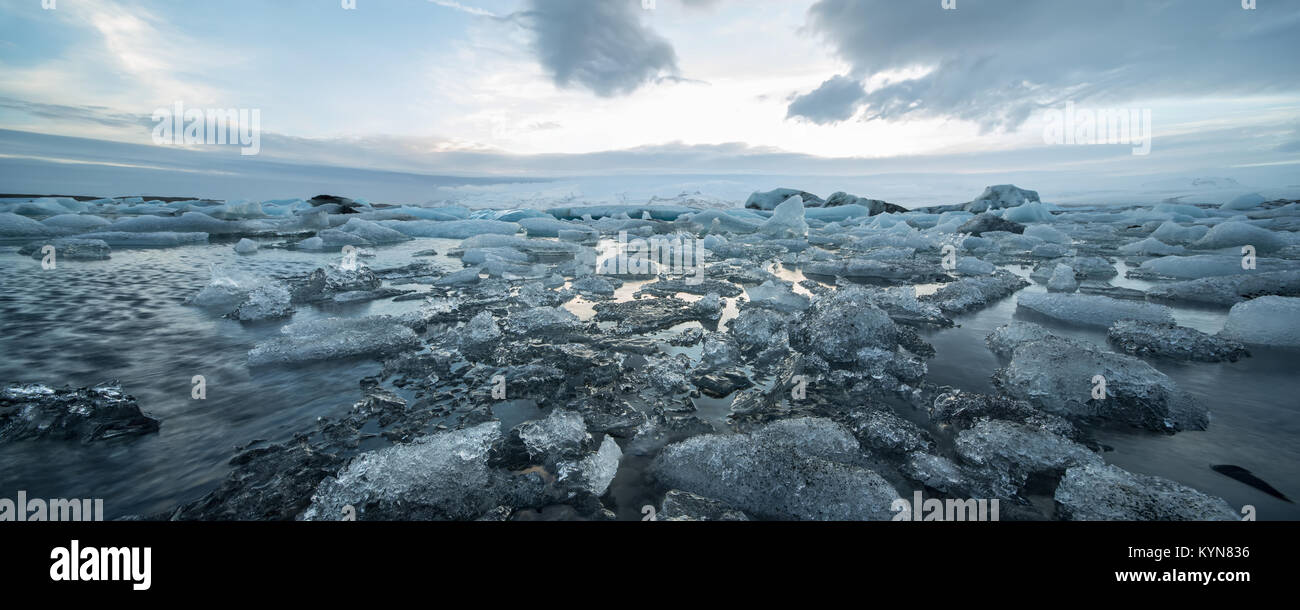 Icelandic landscape of icy sea surface Stock Photo