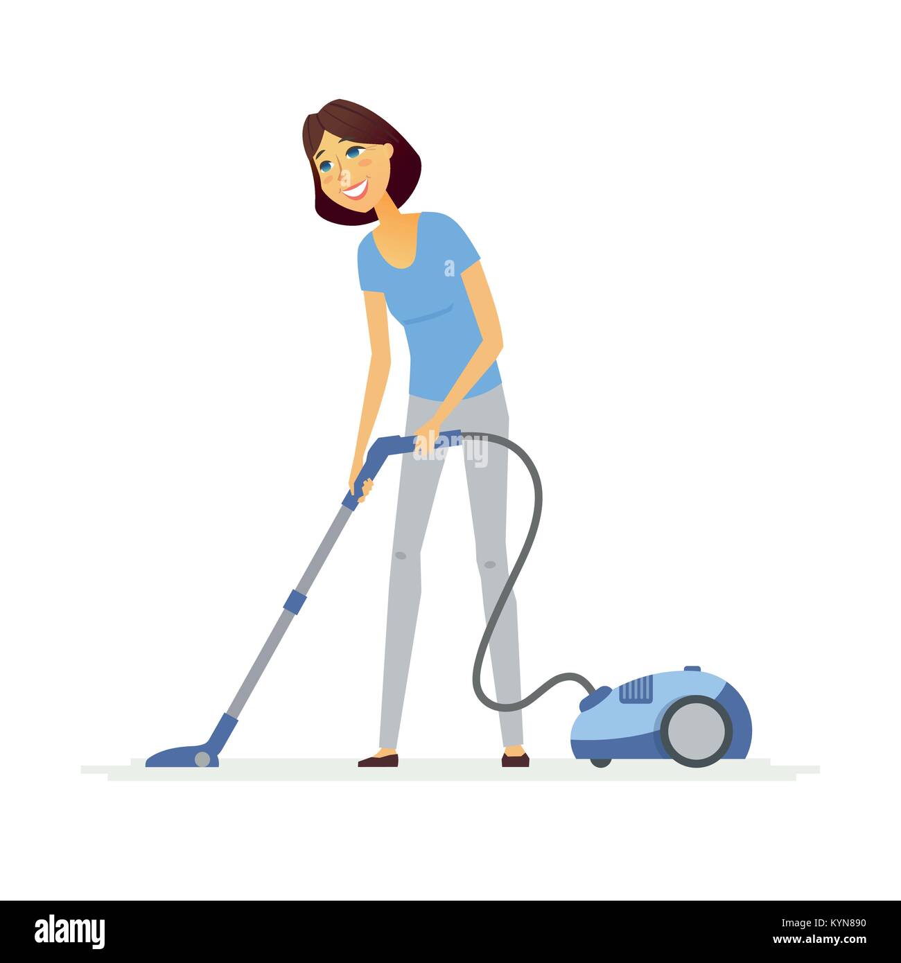 Young woman with a vacuum cleaner - cartoon people characters illustration  Stock Vector Image & Art - Alamy