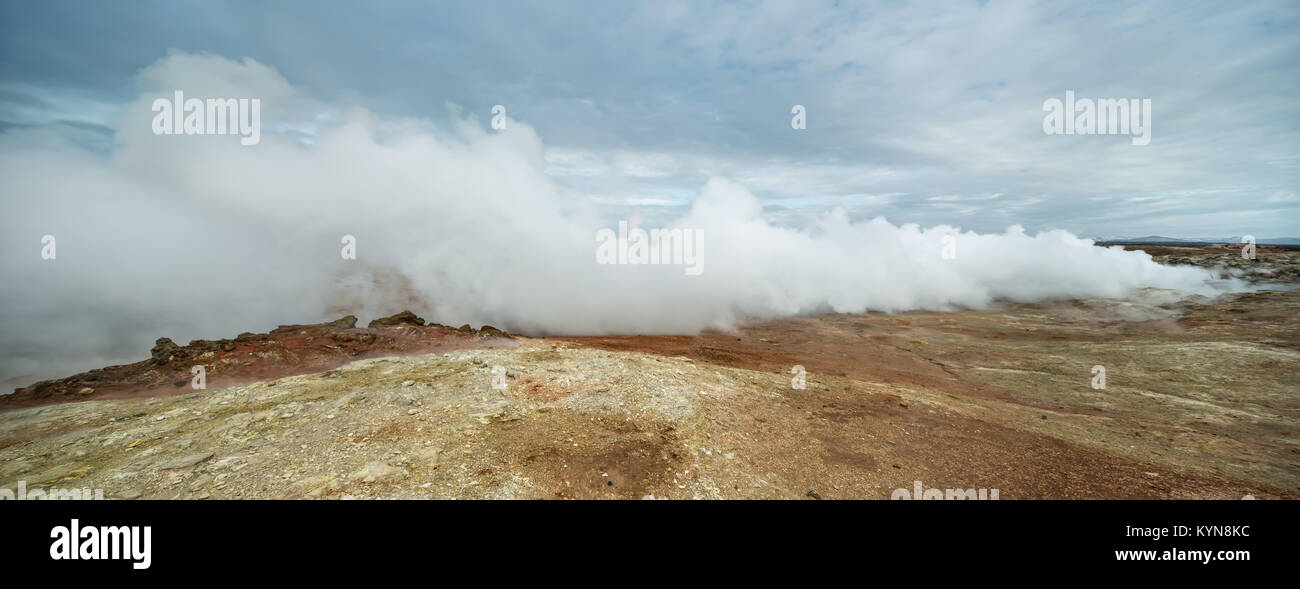 Hot geothermal geyser in Iceland Stock Photo