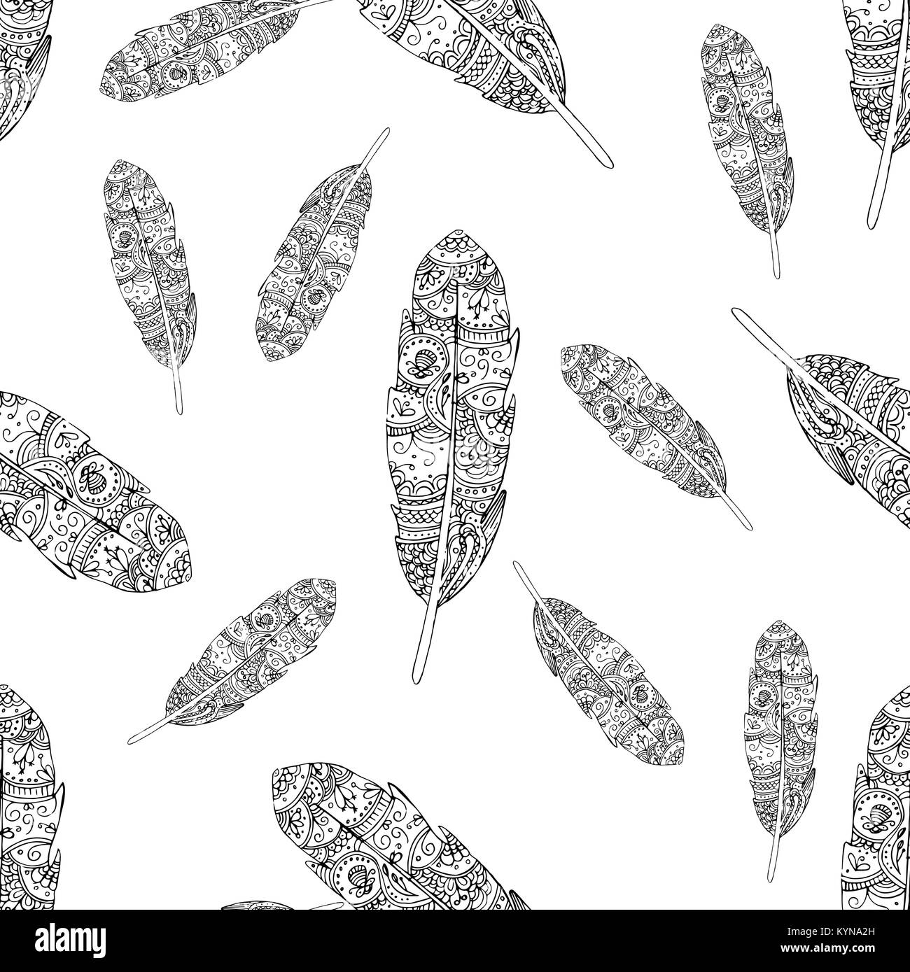 Doodle style seamless pattern Black and White Stock Photos & Images - Alamy