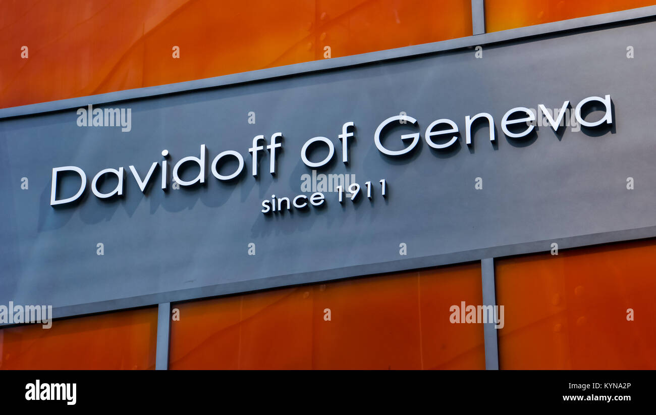 NEW YORK, USA MAY 2, 2013 Detail of Davidoff of Geneva store in New