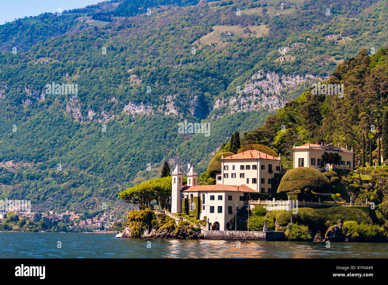 LENNO, ITALY - APRIL 23, 2017: Villa del Balbianello on Lake Como in Italy. This villa in the comune of Lenno was opened at 1787. Stock Photo