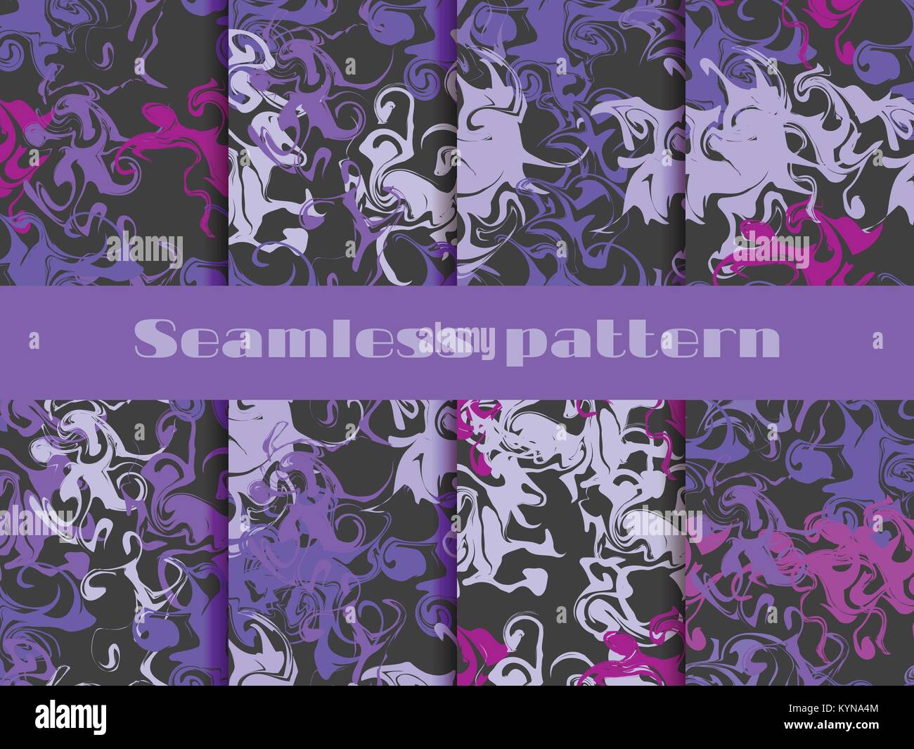 Marble seamless pattern set. Marbled paper watercolor. Drawing on the ...