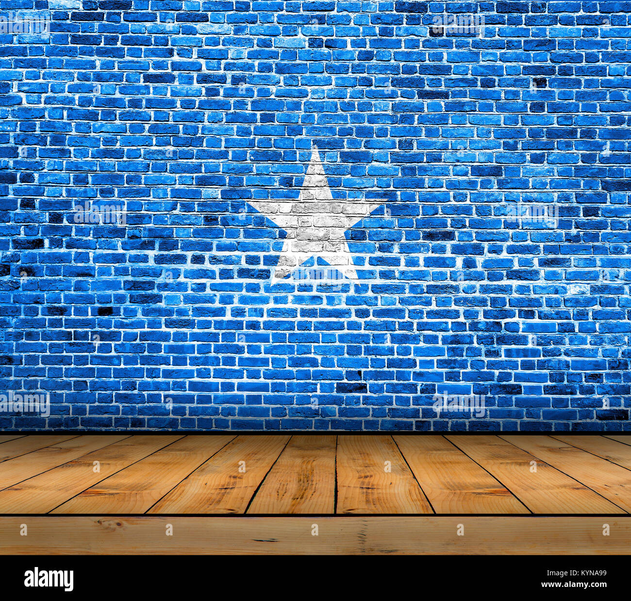 Somalia flag painted on brick wall with wooden floor Stock Photo - Alamy