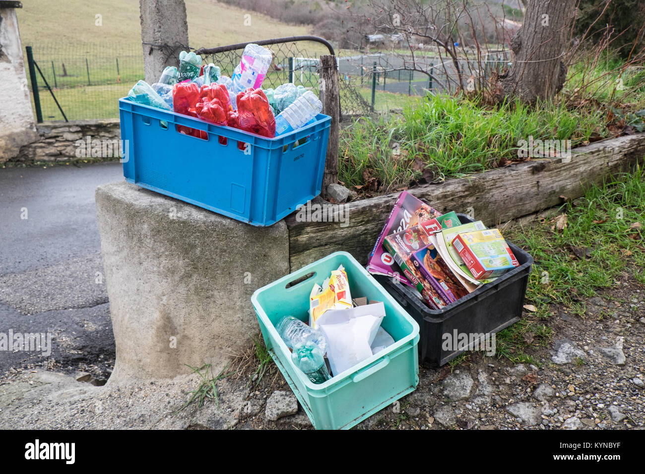 Plastic,bottle,bottles,rubbish,waste,garbage,put,out,for,collection,by