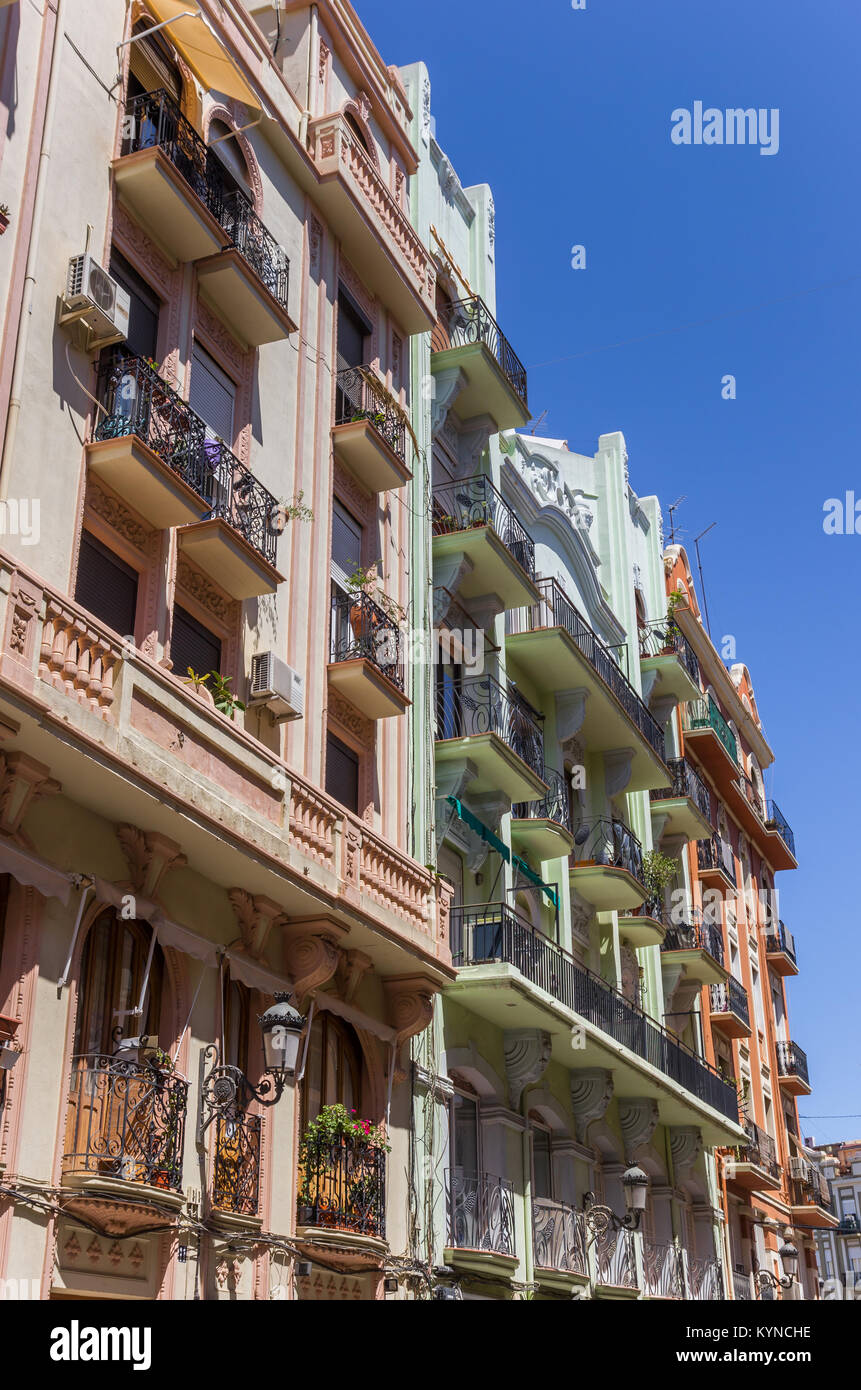 Colorful apartment buildings in Russafa neighbourhood of Valencia ...