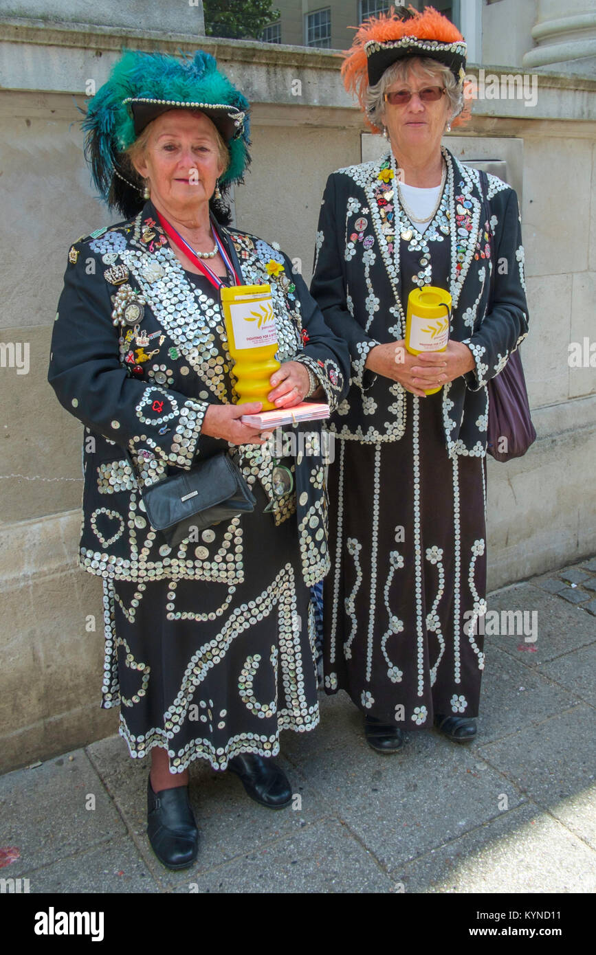 Two Pearly Queens collecting money for charity in town centre in Ramsgate, Kent Stock Photo Alamy