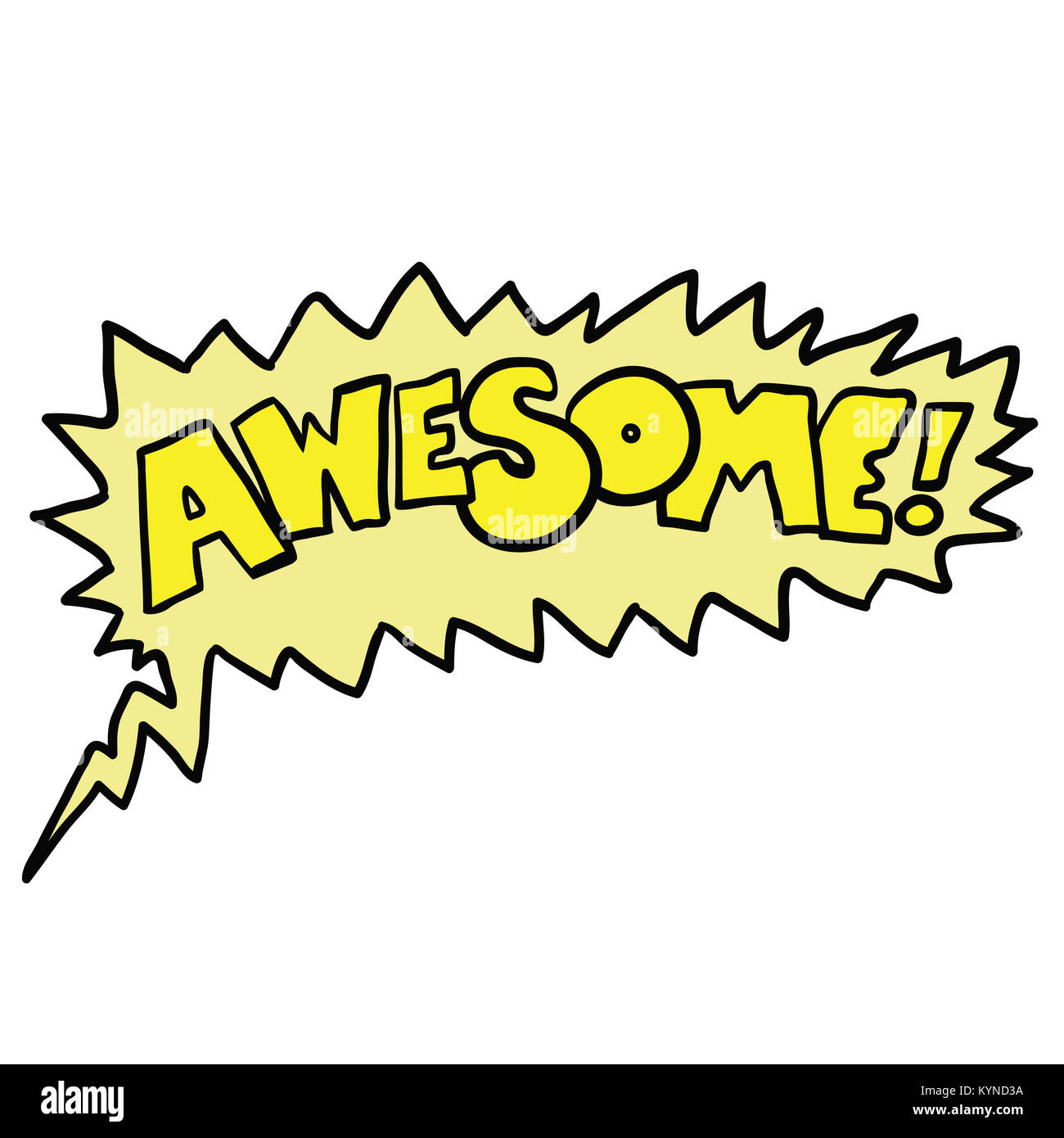 hand written lettering word awesome in a speech bubble Stock Photo