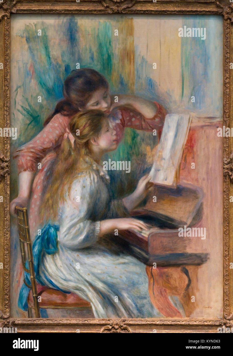 RENOIR Pierre-Auguste -  Jeunes filles au piano - Girls at the Piano 1892 Orangerie Museum - Paris Stock Photo
