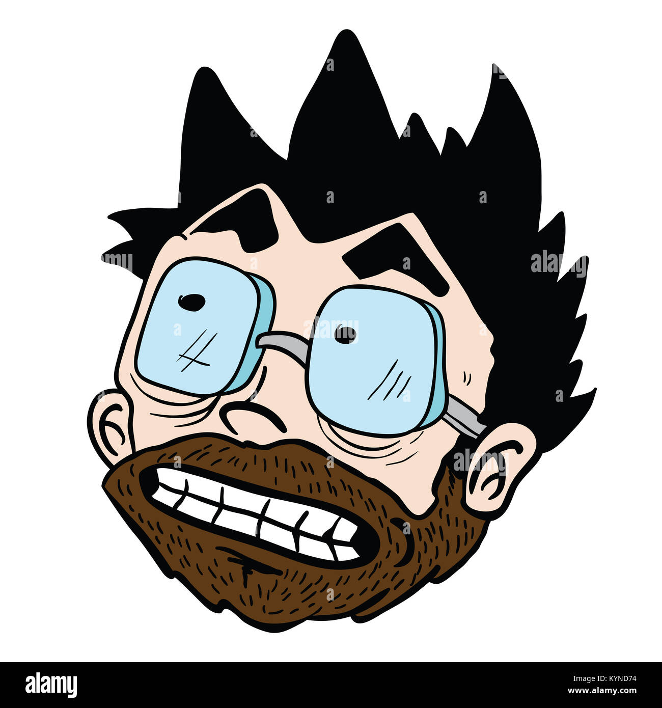 scared bearded man cartoon illustration isolated on white Stock Photo