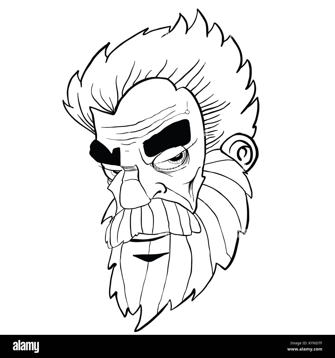 bearded man cartoon illustration isolated on white Stock Photo