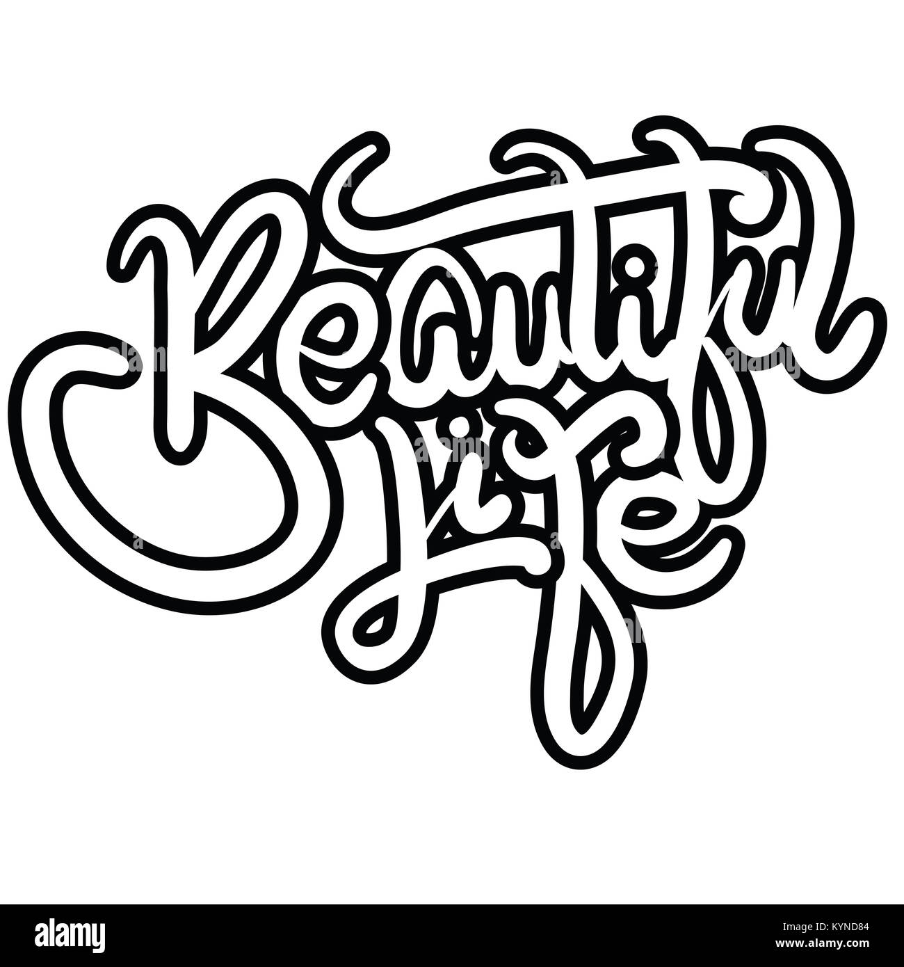 hand written lettering phrase beautiful life Stock Photo - Alamy