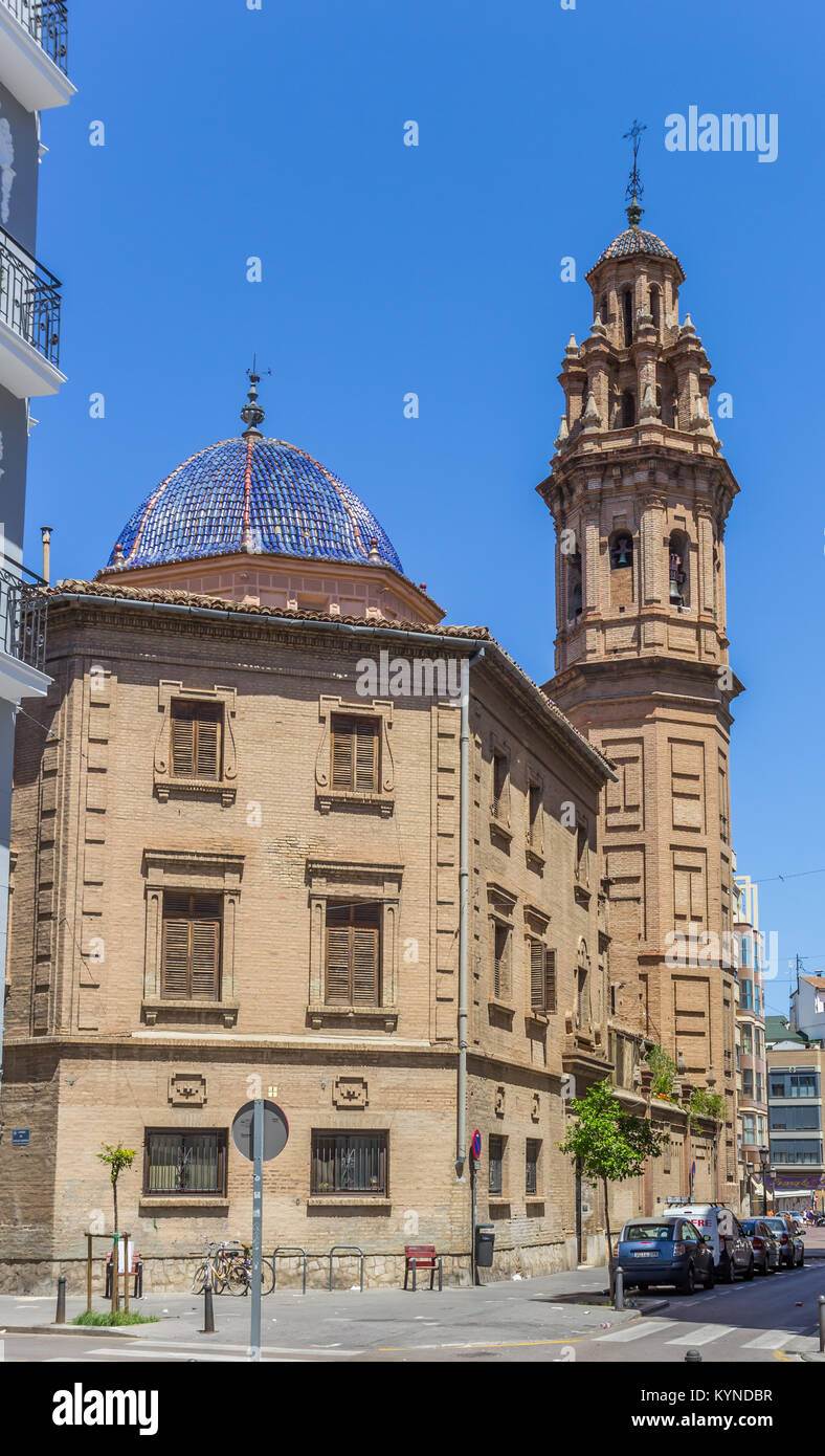 Church tower in the Russafa neighbourhood of Valencia, Spain Stock ...