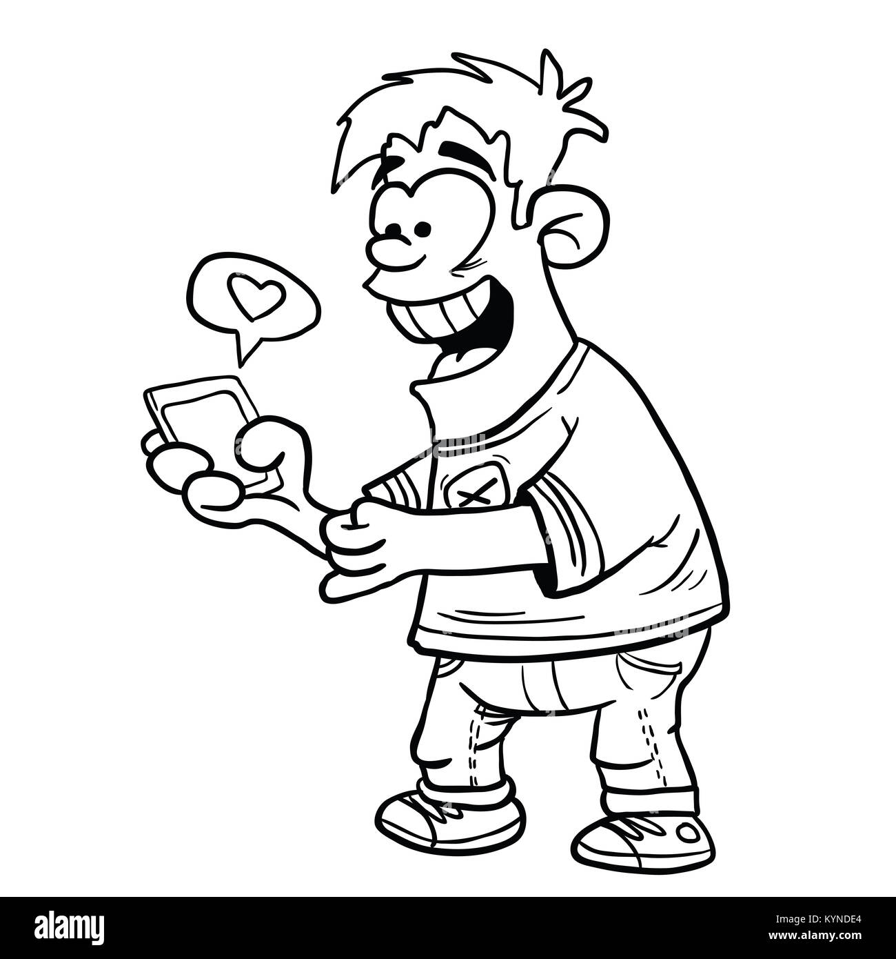 Cartoon teen boy Black and White Stock Photos & Images - Alamy