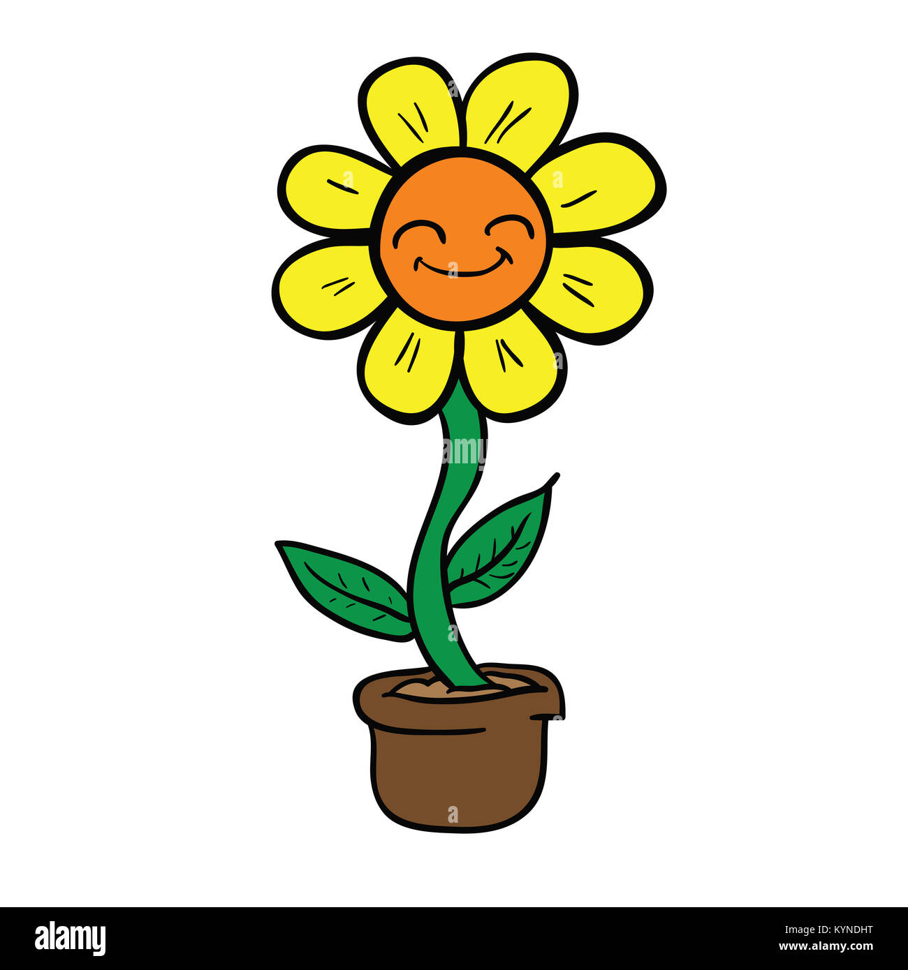 cartoon happy flower in a pot Stock Photo - Alamy