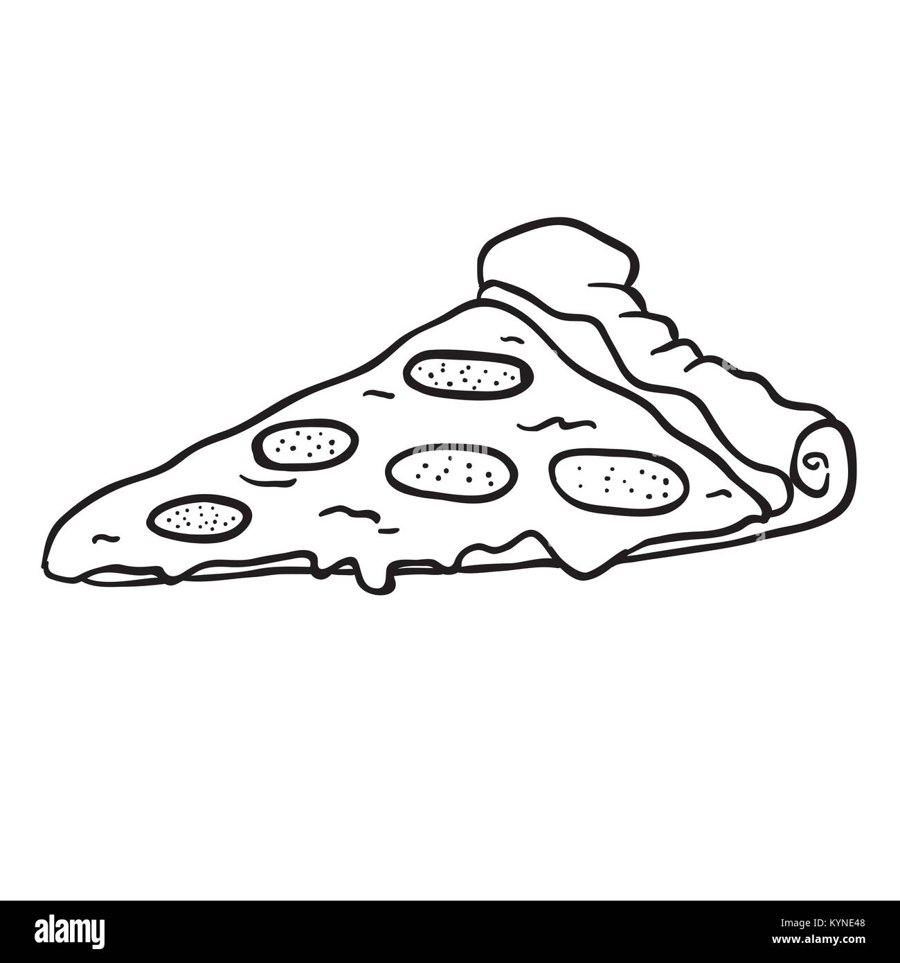pizza slice cartoon illustration isolated on white Stock Photo