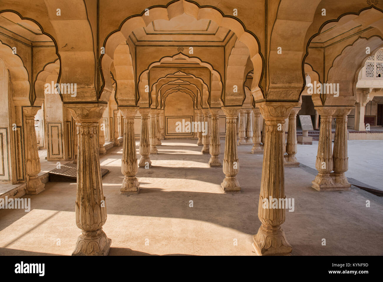 Arched pavilion at the Amer Fort, Jaipur, India Stock Photo