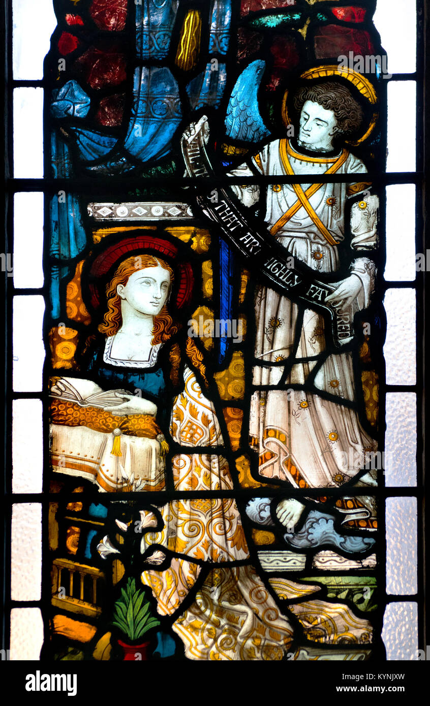 London, England, UK. St Mary Abbots parish church, Kensington. Stained glass window Stock Photo