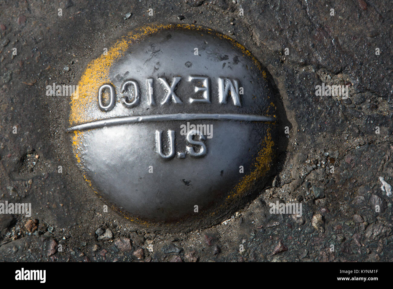 032816: Border crossing boundary marker located in San Diego near the San Ysidro border crossing.  This angle is on the U.S. border.  Photographer: Donna Burton Stock Photo