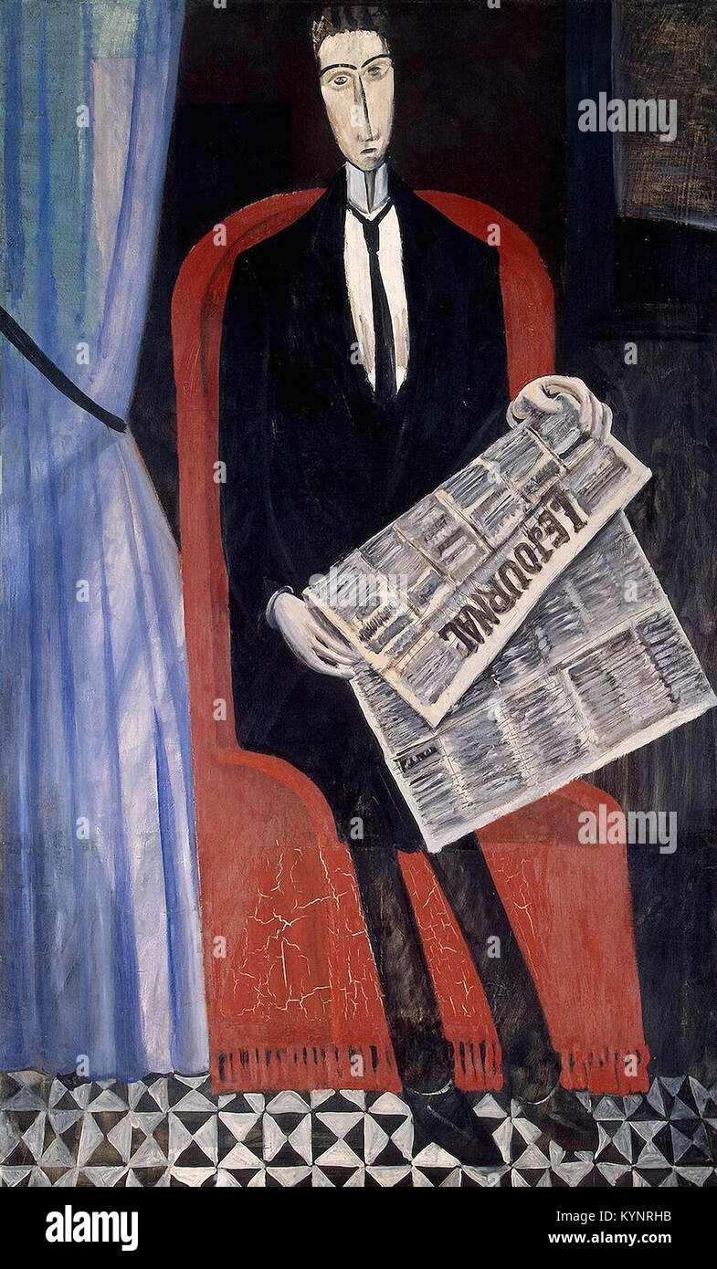 André Derain - Portrait of a Man with a Newspaper (Chevalier X) Stock Photo