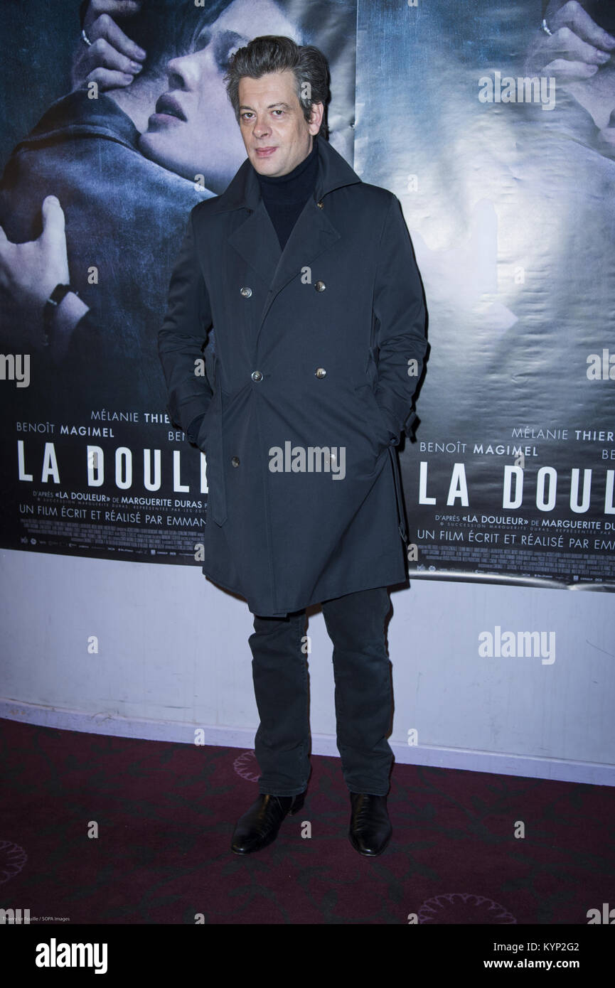 Paris, Ile de France, France. 15th Jan, 2018. French actor and singer Benjamin Biolay at the premiere of ''La Douleur'' at the cinema Gaumont Opera in Paris. Credit: Thierry Le Fouille/SOPA/ZUMA Wire/Alamy Live News Stock Photo