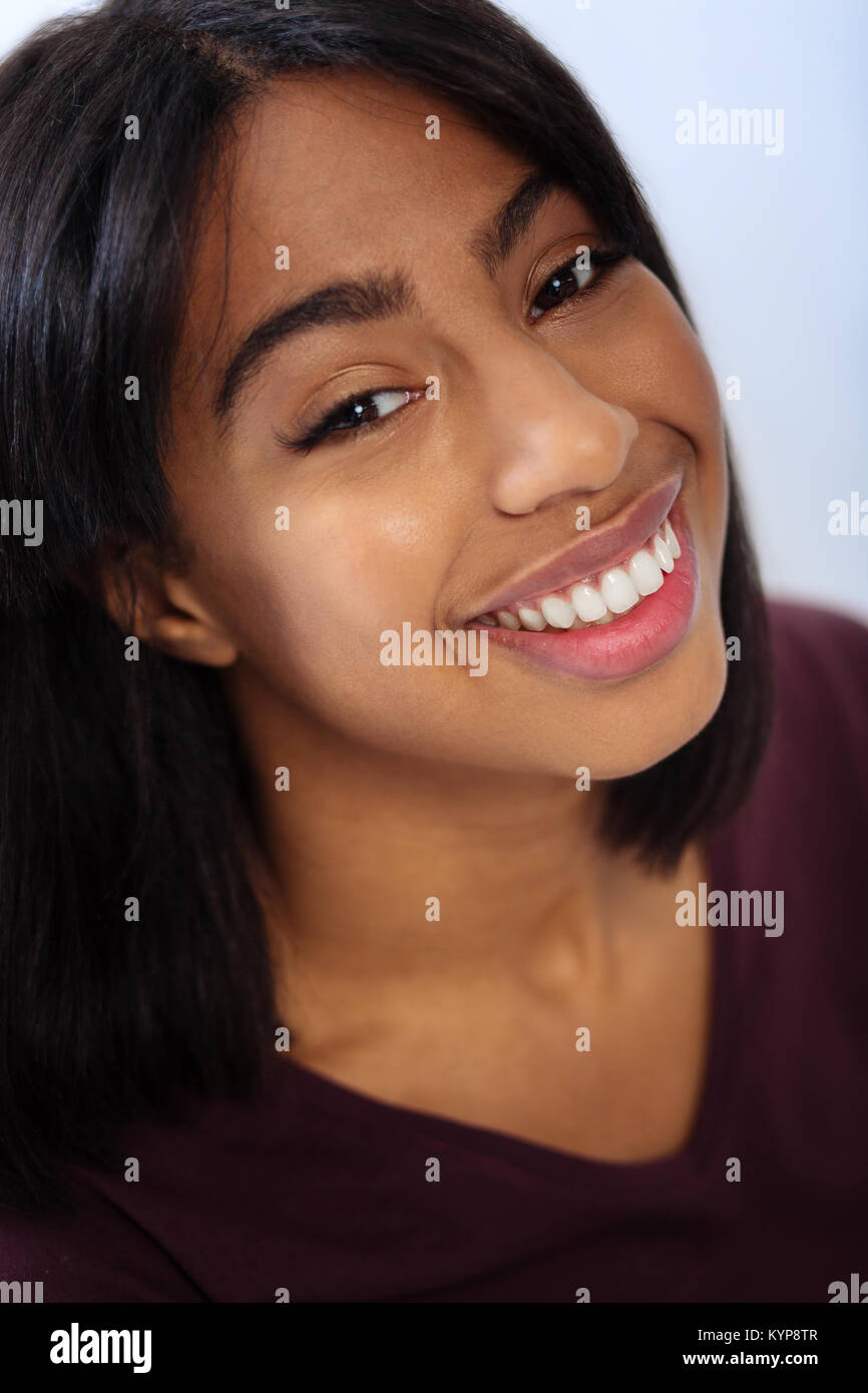 Delighted smiling woman looking happy and excited Stock Photo