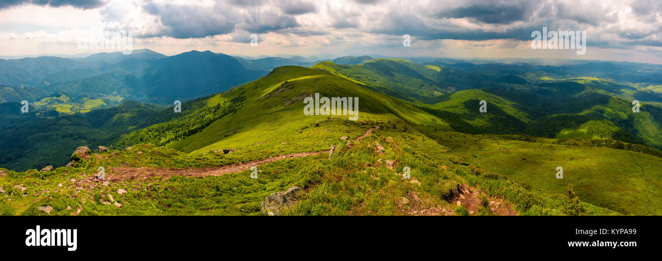 panorama of great Carpathian water dividing ridge. beautiful summer ...