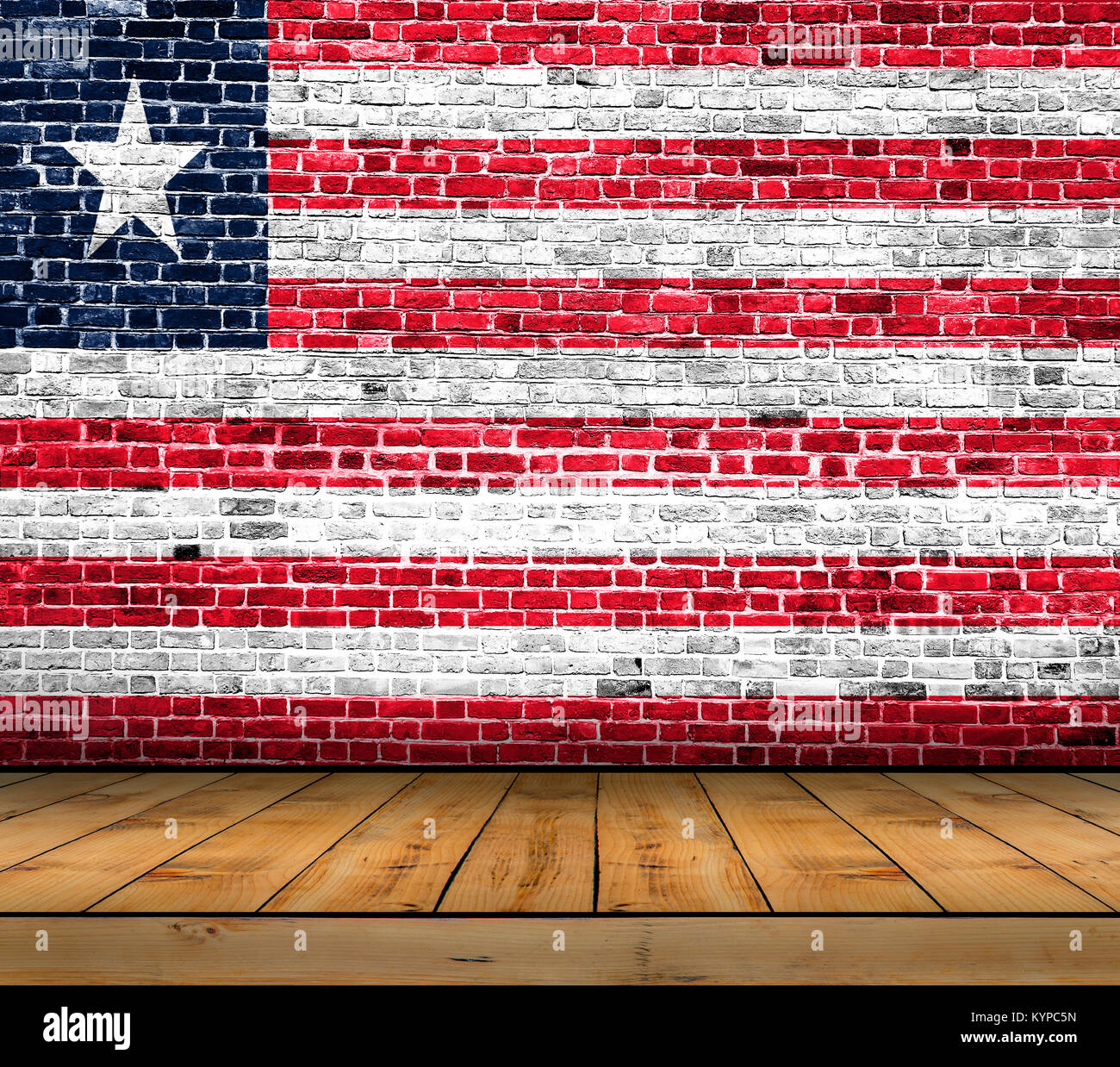 Liberia flag painted on brick wall with wooden floor Stock Photo - Alamy