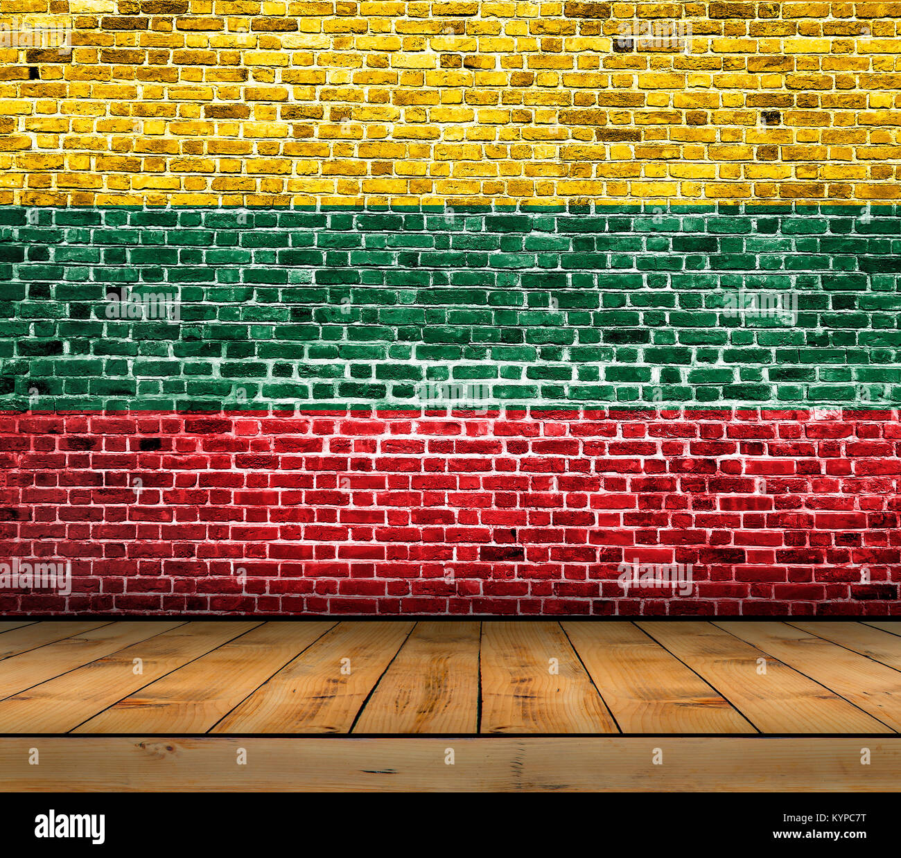 Lithuania flag painted on brick wall with wooden floor Stock Photo - Alamy