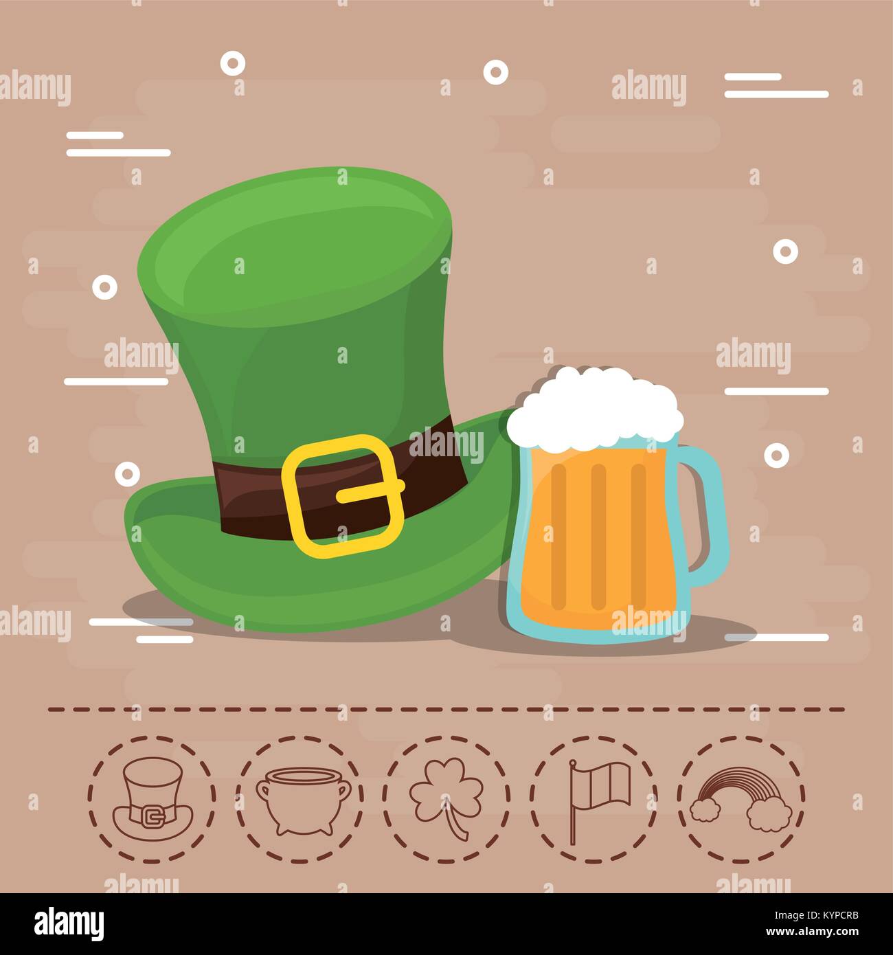 Premium Vector  St patrick's day poster with manuscript glass of beer  horseshoe and clover vector