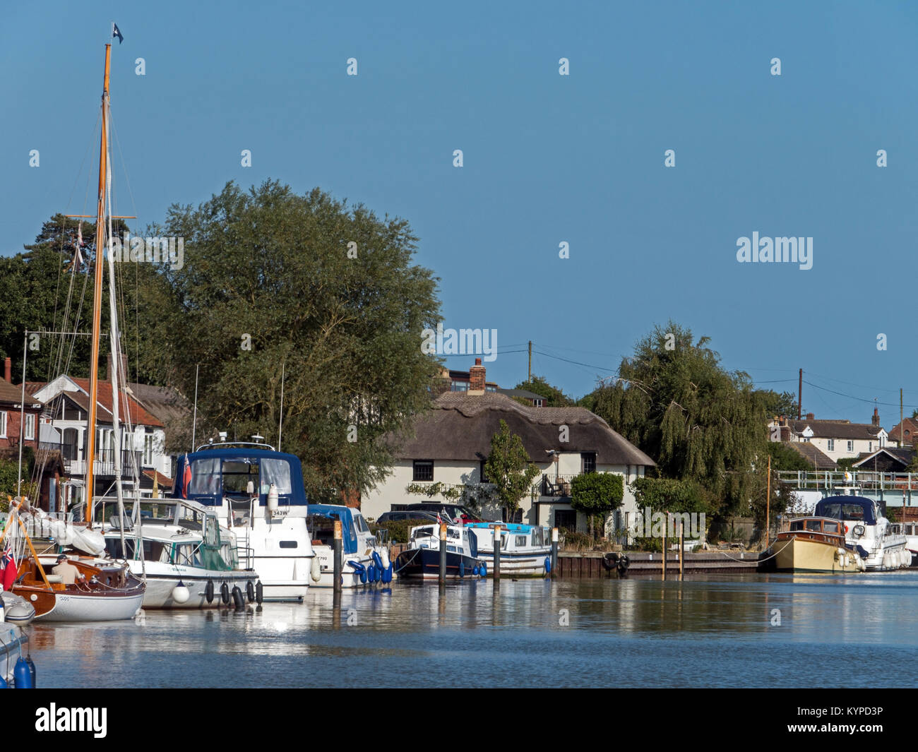 The Norfolk Broads at the picturesque Reedham Riverside, on the River Yare, Reedham, Norfolk, England, UK Stock Photo