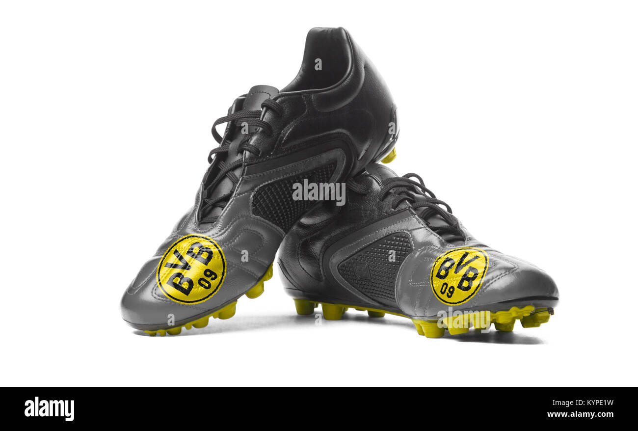 FC Borussia Dortmund - football boots. Isolated on white Stock Photo - Alamy